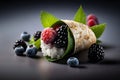 Sushi white mulberries huckleberries raspberries blueberries and blackberries Royalty Free Stock Photo