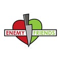 Separating friends and enemies vector concept. flat design. Vector Illustration on white background Royalty Free Stock Photo