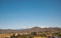 Snow covered San Jacinto mountain range viewed from Temecula, CA, USA