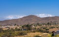 Farmland and San Jacinto mountain range viewed from Temecula, CA, USA