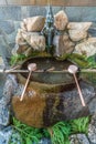 Temizuya (Water ablution pavilion) at Utasu Jijnja or Utatsu Shrine. Located in Higashiyama near the traditional Higashichaya dist