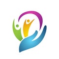 People wellness woman, children charity logo icon.