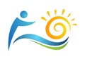 People wellness woman, children charity logo icon.