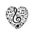 Music Notes Heart sign. Royalty Free Stock Photo