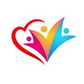 People wellness woman, children charity logo icon.