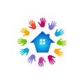 Hands Protect home vector design.