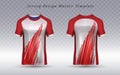 Modern Red & White Sport Jersey Template - Abstract Graphic T-Shirt Mockup Vector for Esport & Team Uniform Design Royalty Free Stock Photo