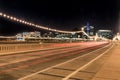 Night Skyline of Tempe Arizona with Light Trails along the Mill Royalty Free Stock Photo