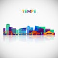 Tempe, AZ skyline silhouette in colorful geometric style. Royalty Free Stock Photo