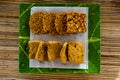 Tempeh goreng and tofu goreng fried tempeh and fried tofu in Indonesia Royalty Free Stock Photo