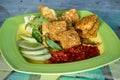 Tempeh Penyet typical Indonesian dish