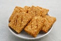 Tempeh, Tempe Goreng or Fried tempeh is Indonesia traditional food. Royalty Free Stock Photo