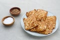 Tempeh, Tempe Goreng or Fried tempeh is Indonesia traditional food. Royalty Free Stock Photo