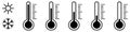 Temperature cold and hot. Thermometer icons with sun and snowflake Royalty Free Stock Photo