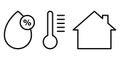 Temperature control house icon set.