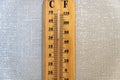 Temperature gauge / thermometer on the white wall - analog temperature gauge Royalty Free Stock Photo