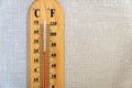 Temperature gauge / thermometer on the white wall - analog temperature gauge Royalty Free Stock Photo
