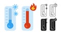 Temperature icon hot cold set symbol equipment temperature measuring sign collection