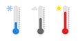 Temperature icon set in flat style. Thermometer symbol isolated. Vector Royalty Free Stock Photo