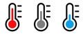 Temperature icon set. Thermometer showing the temperature symbol. Weather sign. Temperature scale icon. Warm and cold symbol - Royalty Free Stock Photo