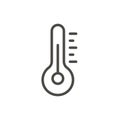 Temperature icon vector. Line thermometer symbol.