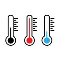 Temperature icon vector Set. hot and cold climate illustration sign collection. thermometer symbol. Royalty Free Stock Photo