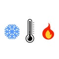 Temperature icons, degree, thermometer