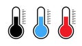 Temperature icons. Thermometer symbols. Temperature scale. Thermometer. Weather sign. Hot and cold temperature weather symbol.