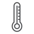Temperature line icon, measurement and scale, thermometer sign, vector graphics, a linear pattern on a white background.
