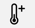 Thermometer Positive Temperature Hot Plus More Increase Up Raise Higher High Boil Heat Up Shape Icon Sign Symbol EPS Vector