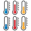 Temperature Symbol Set . Thermometer showing the temperature . Thermometer icon. Vector illustration. Royalty Free Stock Photo