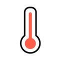 Temperature symbol, thermometer. Minimal black and white outline icon. Flat vector illustration. Isolated on white. Royalty Free Stock Photo