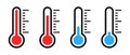 Temperature, thermometer icon set. Heat and cold symbol vector in flat style Royalty Free Stock Photo