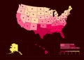 Temperatures map of USA