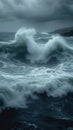 Tempestuous waters Stormy sea with powerful waves crashing dramatically