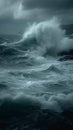 Tempestuous waters Stormy sea with powerful waves crashing dramatically