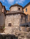 Tempietto di Santa Croce is a octagonal romanesque chapel in the upper city of Bergamo, Italy