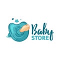 Templae design color logo for baby store. Symbol, label and badge for children shop with element newborn stuff. Vector. Royalty Free Stock Photo