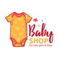 Templae design color logo for baby store. Symbol, label and badge for children shop with element newborn stuff. Vector.