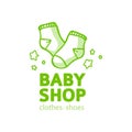 Templae design line logo for baby store. Symbol, label and badge for children shop with element newborn stuff and kids