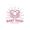 Templae design line logo for baby store. Symbol, label and badge for children shop with element newborn stuff and kids