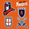 Templar Knight Sport Logo Style Set Object