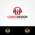 HA Letter Logo Design With Music Head Phone
