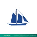 Blue Boat Sailing Icon Vector Logo Template Illustration Design. Vector EPS 10.