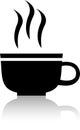 Vapors from hot coffee cup sign and symbol, black and white illustration