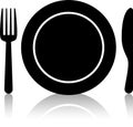 Restaurant icon set, spoon, fork, plate and knife sign and symbol icon Royalty Free Stock Photo