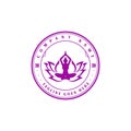 Vintage Retro Lotus Yoga Meditation Logo Design Vector Royalty Free Stock Photo