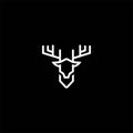 Minimalist Deer Antler Monogram Line Outline Logo Design Vector