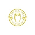 Intage Retro Honey Bee Farm Product Label Logo Design Vector Royalty Free Stock Photo
