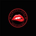 Red Hot Sexy Sensual Naughty Woman Girl Lips Logo Design Vector